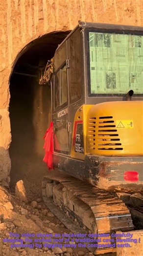 Cave Dwelling Excavation: Arched Roof Digging with an Excavator
