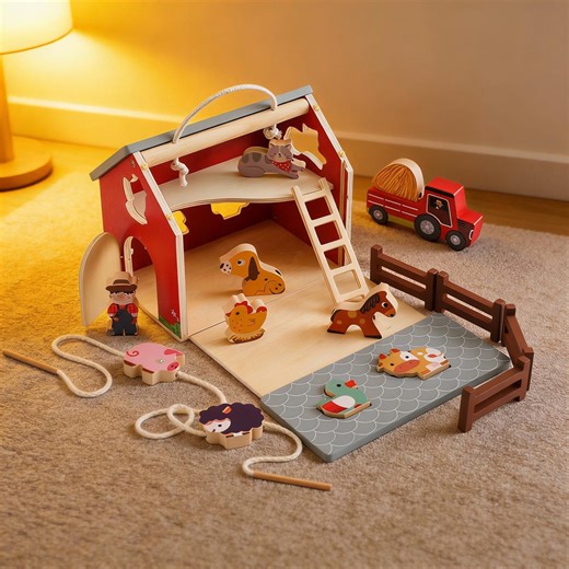 Wooden Farm Playset | Portable Barn Toy for Kids - Etsy