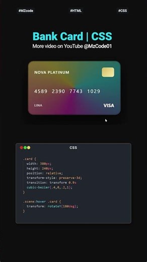 How to make bank card using css with animated background #webdesign