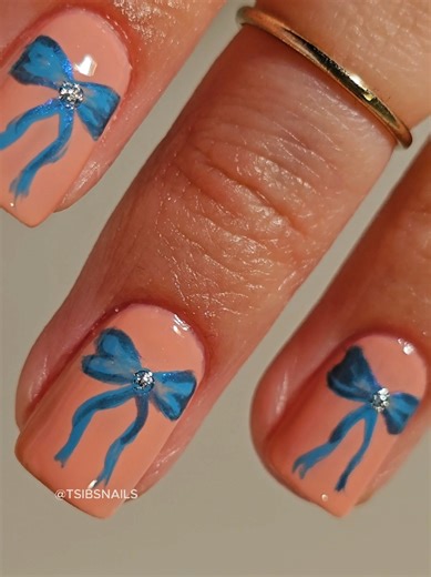 Create Stunning Blue Bow Nail Art Inspired by Ella