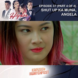Haplos: Episode 37 (Part 4 of 4) Isang kakaibang biyaya ang naihandog kay Angela (Sanya Lopez). Ang simpleng haplos niya ang nagsisilbing lunas—maging sakit man ito o mga damdamin. Pero hindi pa niya batid ang tungkol dito. Hindi rin alam ni Angela na may kakambal pala ang kakayanan niyang ito. Lalabas ito sa katauhan ni Lucille (Thea Tolentino), kapatid niya sa labas. Kung panggagamot ang kakayanang makukuha ni Angela, pangungulam naman ang kay Lucille. Magugulo ang tahimik na buhay ni Angela s