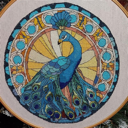 Peacock Cross-stitch Pattern, Stained Glass Style X-stitch, Bird PDF File - Etsy