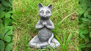 Yoga Cat Meditating Buddha Zen Figurine Art Statue Sculptures Ornament, Handmade Resin Budda Meditation Decorative Sculpture Decoration for Indoor Outdoor Home Patio Yard Lawn Garden Decor