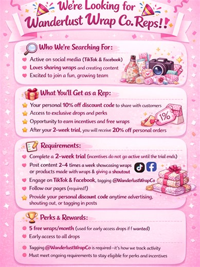 Meet Wanderlust Wrap Co's FIRST REP!! She also has a business @CCC & a discount code! Show her some love & be kind when you see her doing her thing Reppin! #smallbusinessowner #rep #cuptok #uvdtf @Madison Jade Cramer