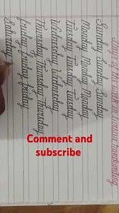 days of the week in cursive handwriting