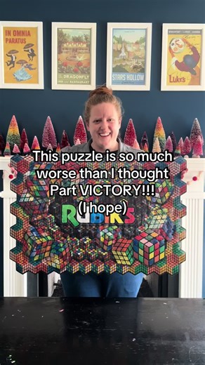 VICTORY!!! The Rubik’s Impossible Puzzle is finished! As promised, here’s the puzzle, which I mounted to hang up in my son’s room. We found this through a @SoupTimmy YouTube video and I had no idea what I was getting myself into, but after a lot of struggles and some new gray hairs, it’s finally done. @Rubik’s Cube @Spin Master Games #rubikscube #rubiksimpossible #puzzle #challenge #jigsawpuzzle