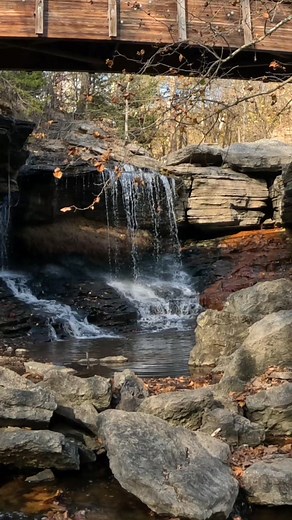 This was a beautiful waterfall in Bella Vista Arkansas. This is Pinion Creek Waterfall. You can look at it from the bridge or follow a path to the bottom. This is just a few feet off a road. So to see it from the bridge is very easy. | Show Me Creeks