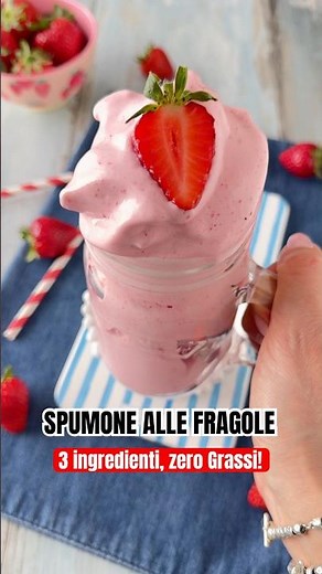 STRAWBERRY SPUMONE ready in 5 minutes, only 3 ingredients, #lactosefree and zero fat!