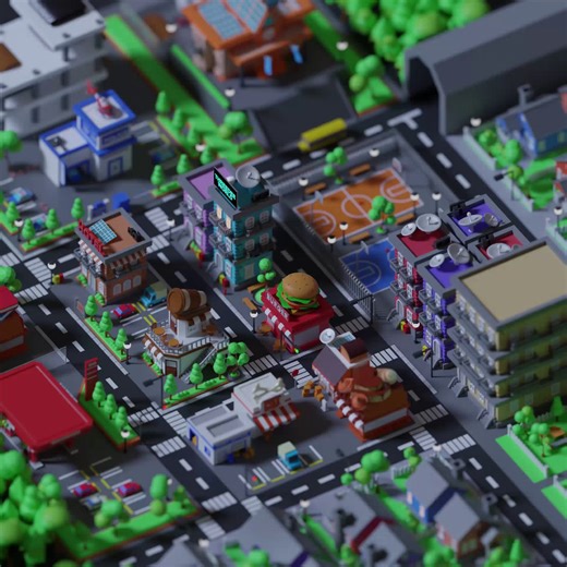 The perfect loop - City cartoon 3D animation