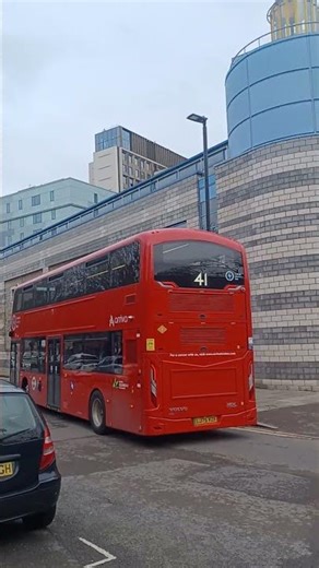 The first day of the Brand new Volvo Bzl double decker bus route 41 arriving at Archway