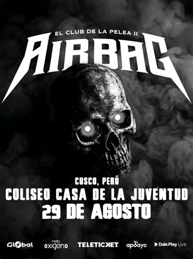 Airbag en Cusco: concierto 29 agosto en Coliseo Casa de la Juventud