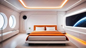 High tech bedroom on a spaceship or in a laboratory Stock Video