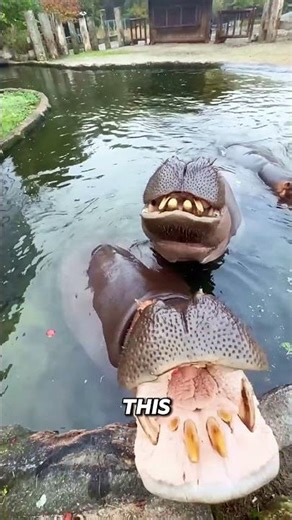This Is What a Hippo’s Mouth Looks Like Up Close😲 #animalfacts #hippopotamus #amazinganimals