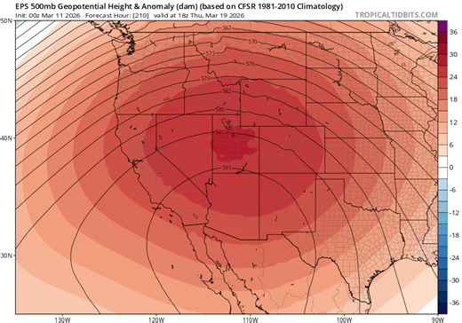 Extraordinary and prolonged March heatwave to break records and decimate mountain snowpack across U.S. Southwest, including much of California - Weather West