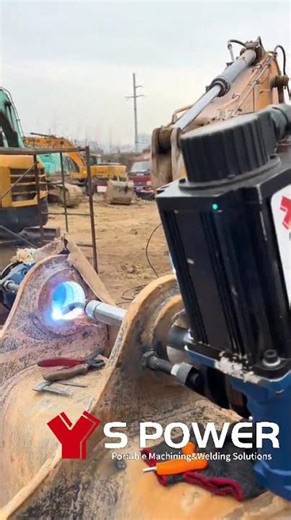 Use S Power portable line boring machine to repair excavators#welding #excavator #enginerepair