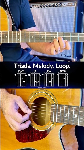 Triads & Melody | Em/B → D → Em → D/F# | Guitar Triads + Melody #Shorts