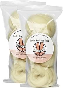 Lambs Wool Padding for Toes and Feet，Corn Cushion Pads Blister Prevention Bunions Callus Protection,Soft Feet Cushion Toe Separator Lambswool for Pointe Shoes,2PCs,10/8 oz