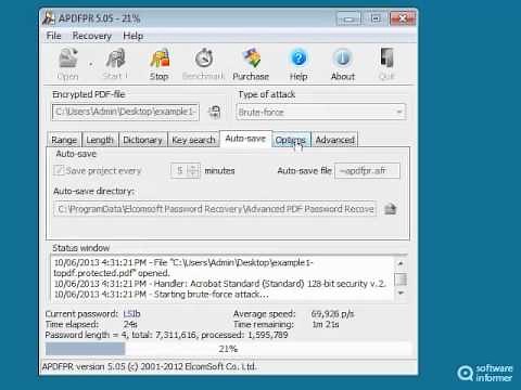 Trying out Advanced PDF Password Recovery