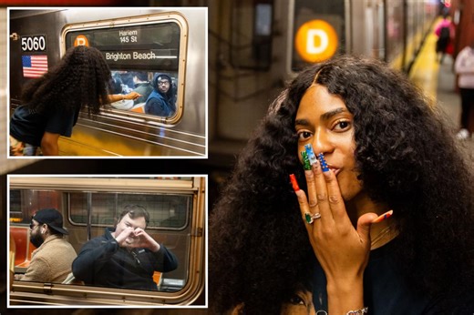 Exclusive | Meet the woman who blows kisses to unsuspecting subway riders in NYC — see how they react