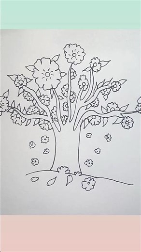 Flower tree drawing 🎨// Beautiful tree of flowers 💐 drawing// Drawing easy 🌺