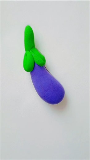 How to Make Clay Baingan 🍆 | Easy Clay Vegetable Craft for Kids #clayeggplant #viralshorts