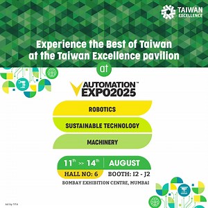 Innovation on Display at Automation Expo 2025! Step into the world of Taiwan Excellence and explore award-winning innovations shaping the future of automation. Visit us at Hall 6, Bombay Exhibition Centre, Goregaon, Mumbai | August 11–14, 2025 #TaiwanExcellence #AutomationExpo2025 #SmartSolutions #IndustrialInnovation #EdgeAI #WearableTech #GreenMobility #MadeInTaiwan #TechShowcase | Taiwan Excellence