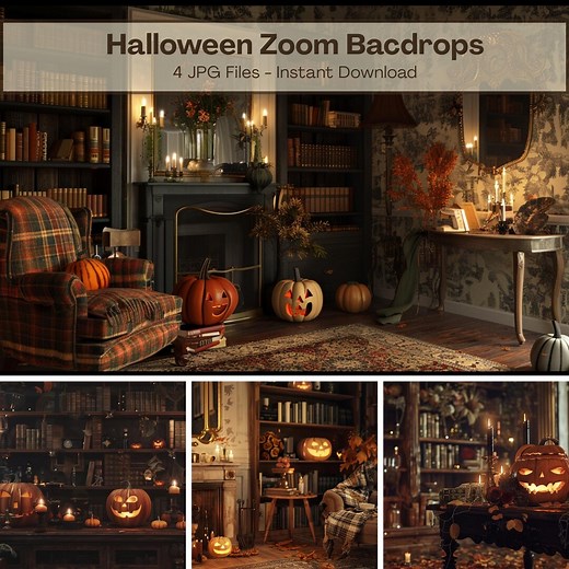 4 Halloween Zoom Backgrounds: Spooky Virtual Meeting Backdrop (4K Digital Download) - Etsy