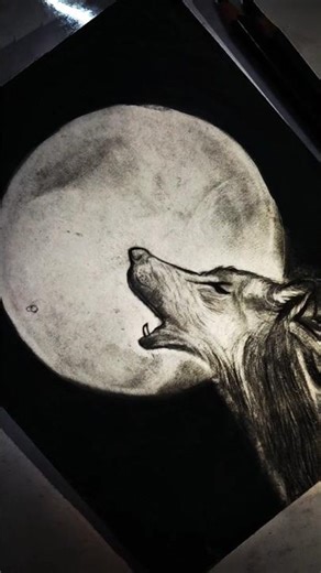 Howling Wolf Sketch | Wolf Sketch | Moonlight Wolf Drawing#shorts #youtube #trending #blackwolf