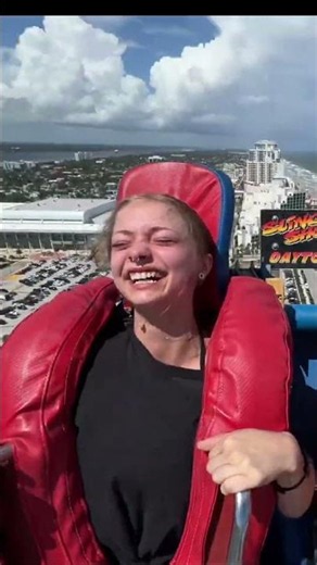 She is so SCARED of the slingshot ride! 😭