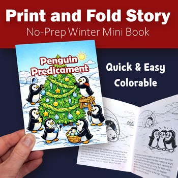 Printable Winter Book: Penguins & Polar Bear Christmas Story |  Foldable Mini