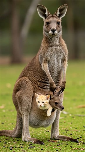 Tiny Kitten Finds the Perfect Babysitter… A Gentle Kangaroo Mom!