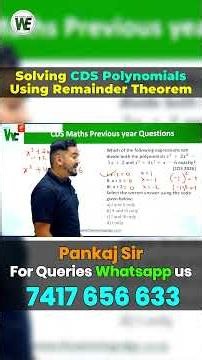 Solving CDS Maths Polynomials Using Remainder Theorem | Important Topic