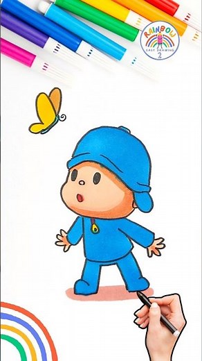 Pocoyó Drawing | How to Draw Pocoyo and Butterfly Drawing 🌈🦋 #pocoyo #howtodraw #butterfly