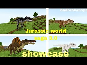 Minecraft Jurassic world saga 3.0 Addon showcase + Link | Jurassic world saga addon