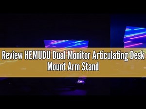 Review HEMUDU Dual Monitor Articulating Desk Mount Arm Stand - Vertical Stack Screen Supports Two 13