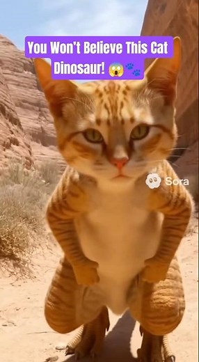 Orange Cat Turns into a T-Rex | Realistic AI Video | Made with Sora AI