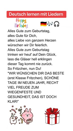 Deutsch lernen mit Liedern 🇩🇪 Alles Gute zum Geburtstag 🎧🎶