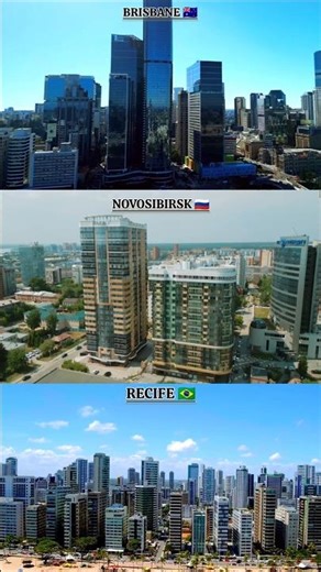 Brisbane 🇦🇺 V's Novosibirsk 🇷🇺 V's Recife 🇧🇷 #skyview #travel #nightveiw #dji #drone #skytower