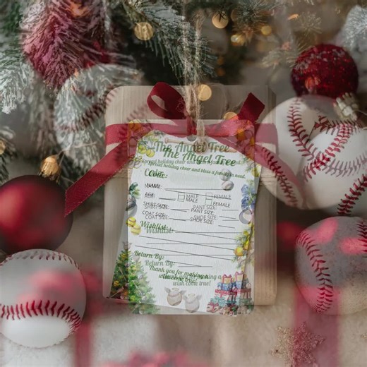 Baseball Angel Tree Gift Tag & Charity Flyer: Christmas Giving Tree Donation Softball Sports - Etsy
