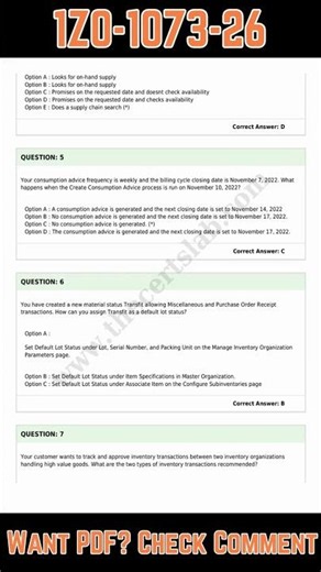1Z0-1073-26 Exam Questions | Oracle Inventory Cloud 2026 Implementation Professional