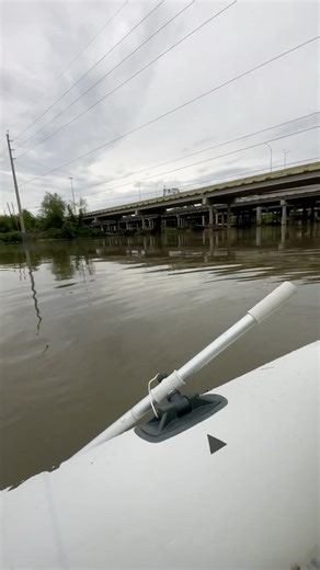 Rye stands up in boat