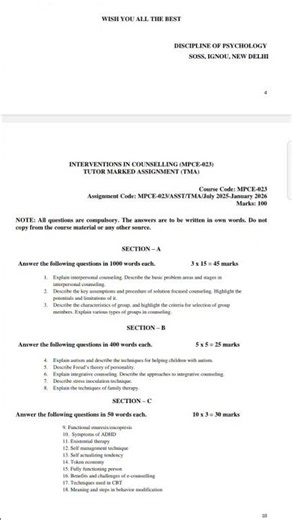 MPCE-023 Assignment question paper|#mapc #ignou #assignment #questionpaper #viral #shorts #yt