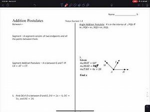 Geometry Notes 1.4 Addition Postulates