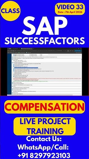 SAP SuccessFactors Compensation Training Online Class 33 7th April 2026 #sapsuccessfactorstraining