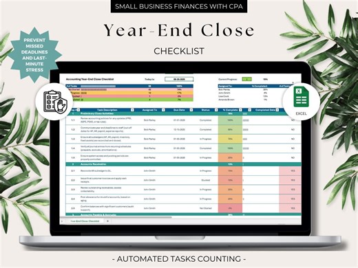 Accounting Year End Close Checklist Excel Template Bookkeeping CPA Audit Preparation Tracker Digital Download - Etsy