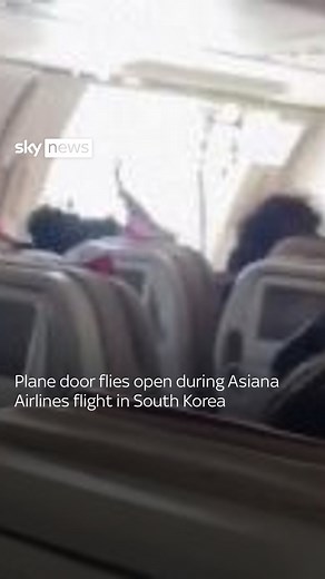 140K views · 1.9K reactions | A passenger opened the emergency door of an Asiana Airlines jet mid-flight in South Korea, forcing it to land. Wind gushed through the cabin and left several people with minor injuries. #Flight #Emergency #SouthKorea | Sky News | Facebook