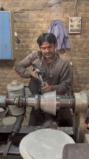 Making silver round shape sheet into traditional handi by hand tools #shorts #diymetal