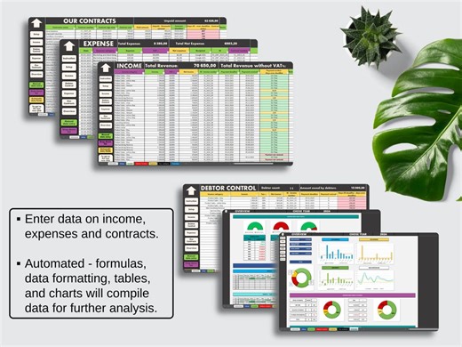 Business Bookkeeping Excel Template for Business Data Tracking and Analysis With Automation, Data Compilation, Graphs - V3 Dark Theme. - Etsy
