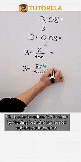 Convert 3.08 to Mixed Fraction: Step-by-Step Guide #Math #DecimalFractions-Basic