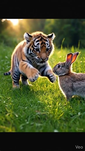 토끼다 거기서~ #tiger #animals #아기호랑이 #cute #funny #봄소풍 #아호 #aho #baby #tabbit